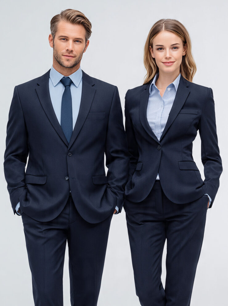 a man and a woman standing side